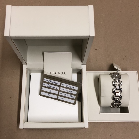 Escada Swiss Charlene 4 Diamond Accent Stainless Steel Link Bracelet Watch